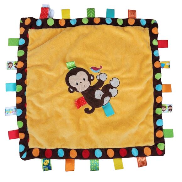 Baby Lovey Taggies Brand Monkey Mary Meyer Embroidered Security Blanket - Picture 1 of 11